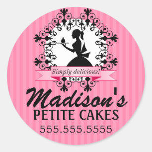 Elegante Cupcake Bakkerij Lady Silhouet Box Seals Ronde Sticker