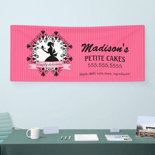 Elegante Cupcake Bakkerij Lady Silhouette Spandoek (Beurs)