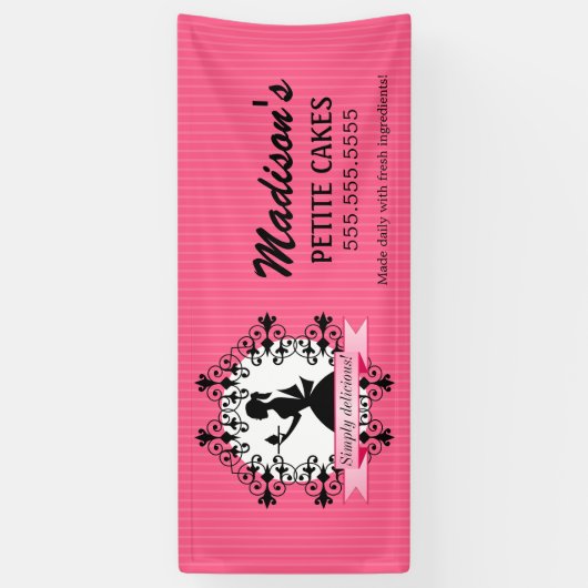 Elegante Cupcake Bakkerij Lady Silhouette Spandoek (Verticaal)