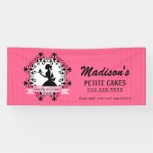 Elegante Cupcake Bakkerij Lady Silhouette Spandoek (Horizontaal)