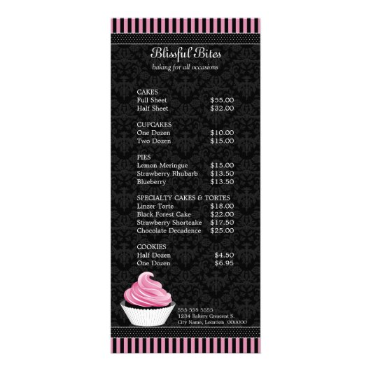 Elegante Cupcake Bakkerij Rack Kaarten Reclamekaart (Voorkant)