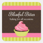 Elegante Cupcake Bakkerij Stickers (Voorkant)