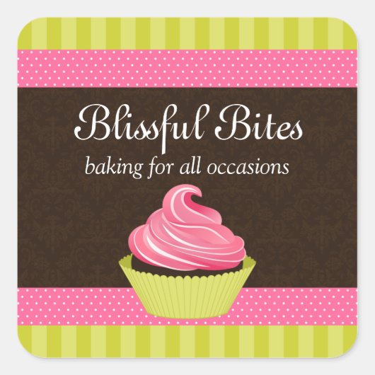 Elegante Cupcake Bakkerij Stickers (Voorkant)