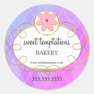 Elegante Cupcake Bakkerij Verpakking Klassieke Ron Ronde Sticker