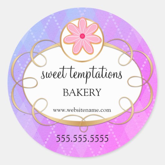 Elegante Cupcake Bakkerij Verpakking Klassieke Ron Ronde Sticker (Voorkant)