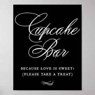 Elegante Cupcake Bar Witte Kalligrafie Chique ta Poster