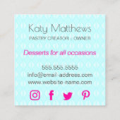 Elegante Cupcake Cake Poppen Swirls Vierkante Visitekaartje (Achterkant)