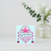 Elegante Cupcake Cake Poppen Swirls Vierkante Visitekaartje (Staand voorkant)