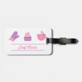 Elegante Cupcake Ovenwant Bakker Koken Bagagelabel (Achterkant horizontaal)
