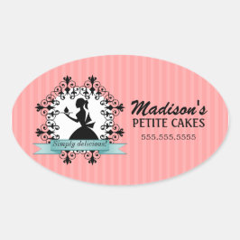 Elegante Cupcake Silhouet Bakkerij Box Seals Ovale Sticker