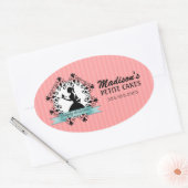 Elegante Cupcake Silhouet Bakkerij Box Seals Ovale Sticker (Envelop)