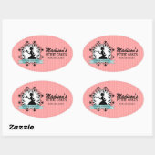 Elegante Cupcake Silhouet Bakkerij Box Seals Ovale Sticker (Vel)