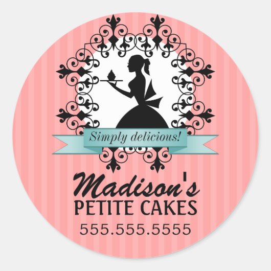 Elegante Cupcake Silhouet Bakkerij Box Seals Ronde Sticker (Voorkant)