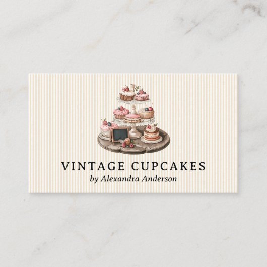 Elegante  cupcake visitekaartje (Voorkant)