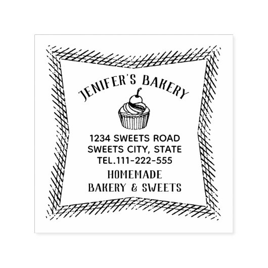 elegante cupcake zelfgemaakte bakkerij zelfinktende stempel (Design)