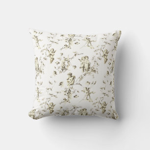 Elegante Cupido Engelen Beige Witte Bloemrijke Toi Kussen