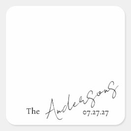 Elegante Cursieve Aangepaste Tekst Eenvoudige Trou Vierkante Sticker