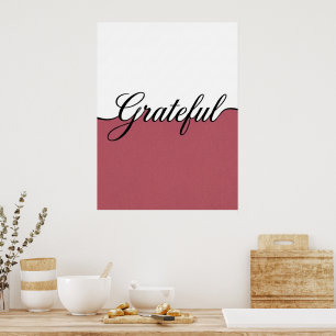 Elegante Cursieve Dankbare Minimalistische Muurkun Poster