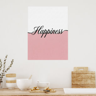 Elegante Cursieve Geluk Minimalistische Muurprint Poster