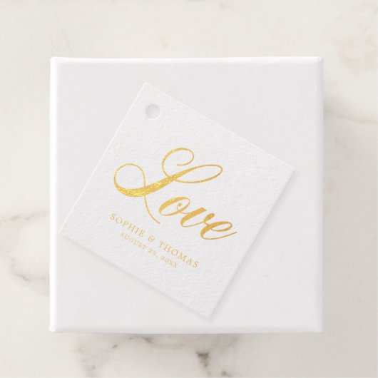 Elegante Cursieve Liefde Bruiloft Folie Bedankjes Labels (Met doos)