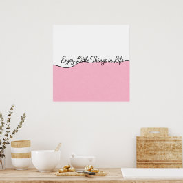 Elegante Cursieve Quote Roze & Witte Muurprint Poster