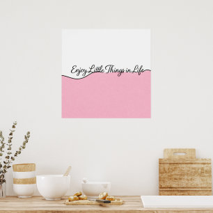 Elegante Cursieve Quote Roze & Witte Muurprint Poster