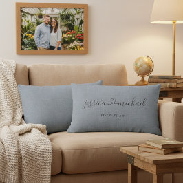 Elegante Cursieve Script Hart Namen Trouwdatum Kussen