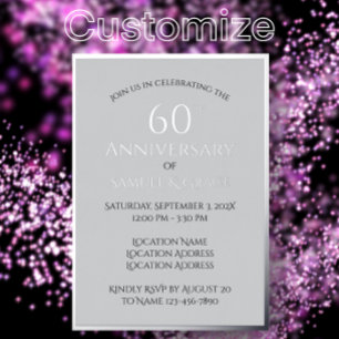 Elegante Custom 60th Wedding Jubileum Party Folie Uitnodiging