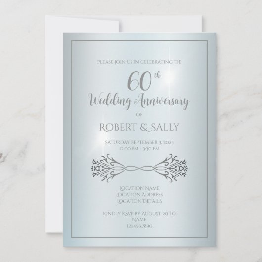 Elegante Custom 60th Wedding Jubileum Party Kaart (Voorkant)