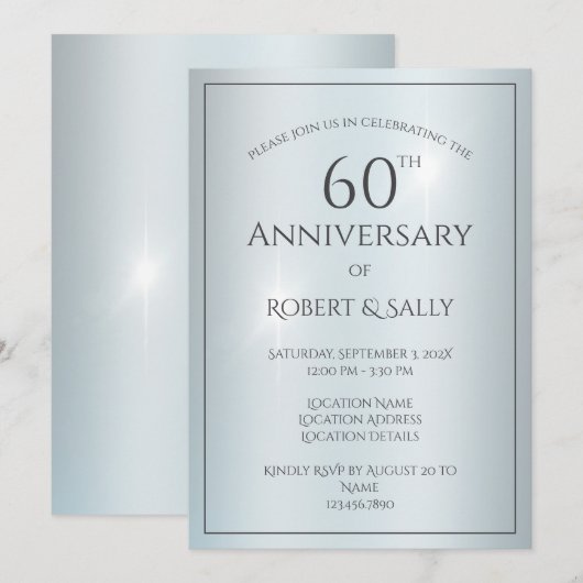 Elegante Custom 60th Wedding Jubileum Party Kaart (Voorkant / Achterkant)