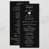 Elegante Custom Black Heart Wedding Programma's (Voorkant / Achterkant)