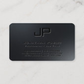 Elegante Custom Black Monogram Premium Pearl Visitekaartje (Achterkant)