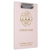 Elegante Custom Blush Pink Company Zakelijke Logo Klembord (Rechts)
