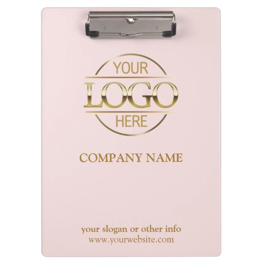 Elegante Custom Blush Pink Company Zakelijke Logo Klembord (Voorkant)