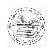 Elegante Custom Book Round Zelfinktende Stempel (Design)