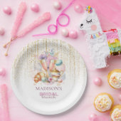 Elegante Custom Bridal Brunch Roze & Gouden glitte Papieren Bordje (Feest)