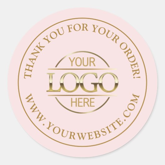 Elegante Custom Business Logo Promotional Blush Pi Ronde Sticker (Voorkant)