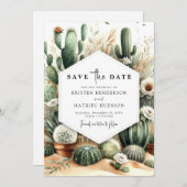 Elegante Custom Cactus bruiloft Save The Date (Voorkant / Achterkant)