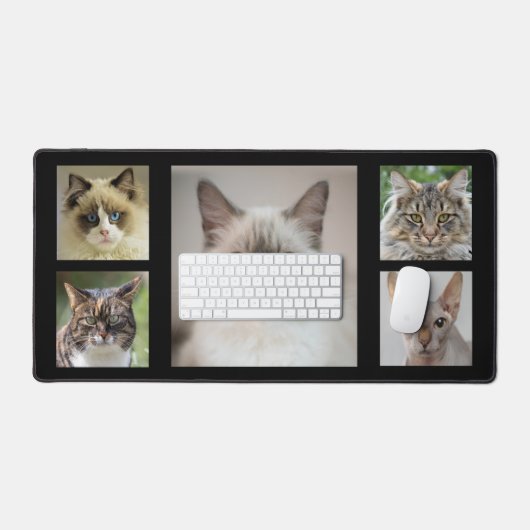 Elegante Custom Cat foto's op zwart Bureaumat (Keyboard & Muis)