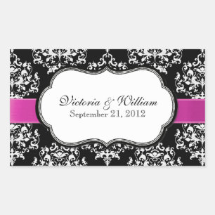 Elegante Custom Damask Bruiloft Sticker