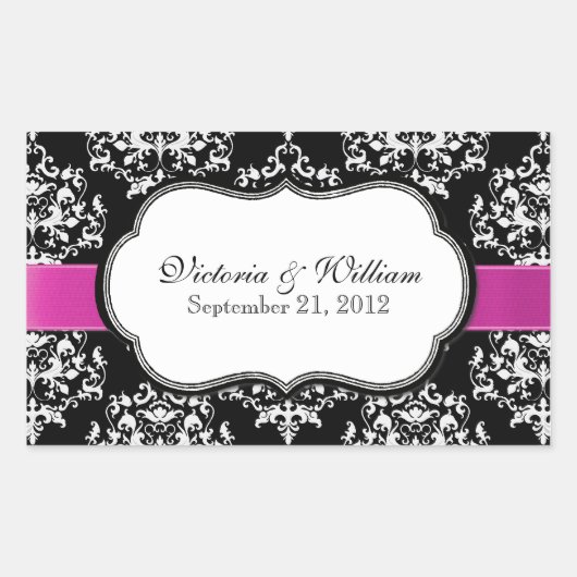Elegante Custom Damask Bruiloft Sticker (Voorkant)
