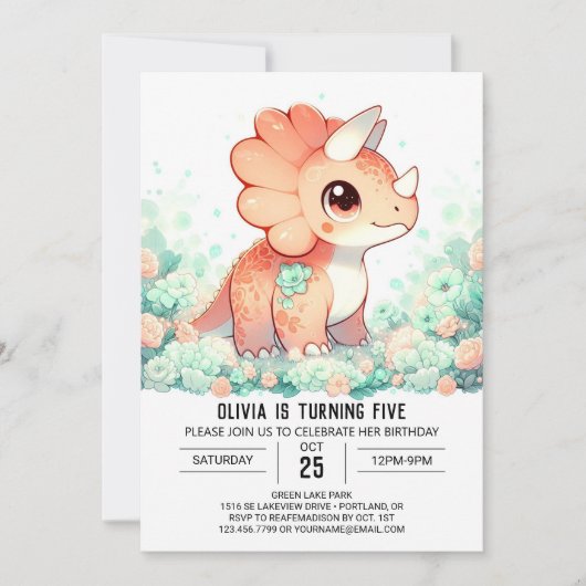 Elegante Custom Dinosaur Digitale Verjaardag Kaart (Voorkant)