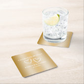 Elegante Custom Faux Gold 50ste bruiloft Jubileum Kartonnen Onderzetters (Insitu)