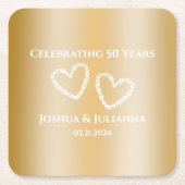 Elegante Custom Faux Gold 50ste bruiloft Jubileum Kartonnen Onderzetters (Voorkant)