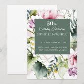 Elegante Custom Floral 50ste verjaardag Kaart (Voorkant / Achterkant)