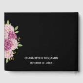 Elegante Custom Foto Zwart Bruiloft Gastenboek (Achterkant)