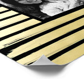 Elegante custom foto zwart gouden folie gestreepte poster (Hoek)