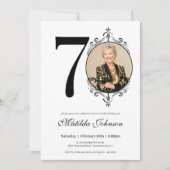 Elegante Custom Foto Zwart Wit 70e Verjaardag Kaart (Voorkant)