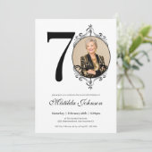 Elegante Custom Foto Zwart Wit 70e Verjaardag Kaart (Staand voorkant)