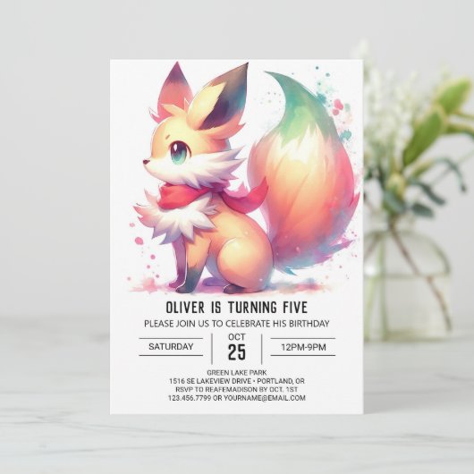 Elegante Custom Fox Verjaardag Kaart (Staand voorkant)